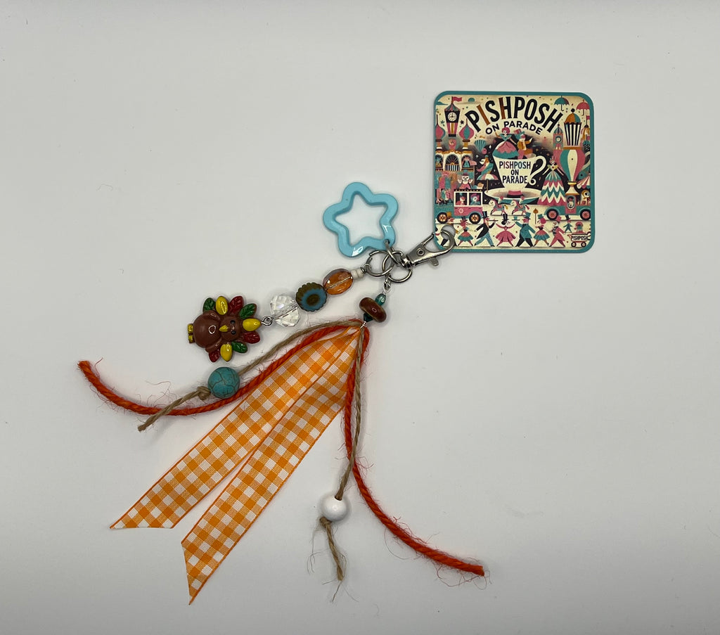 Turkey Time with Blue Star - Scissor Charm/Bag Zipper Pull