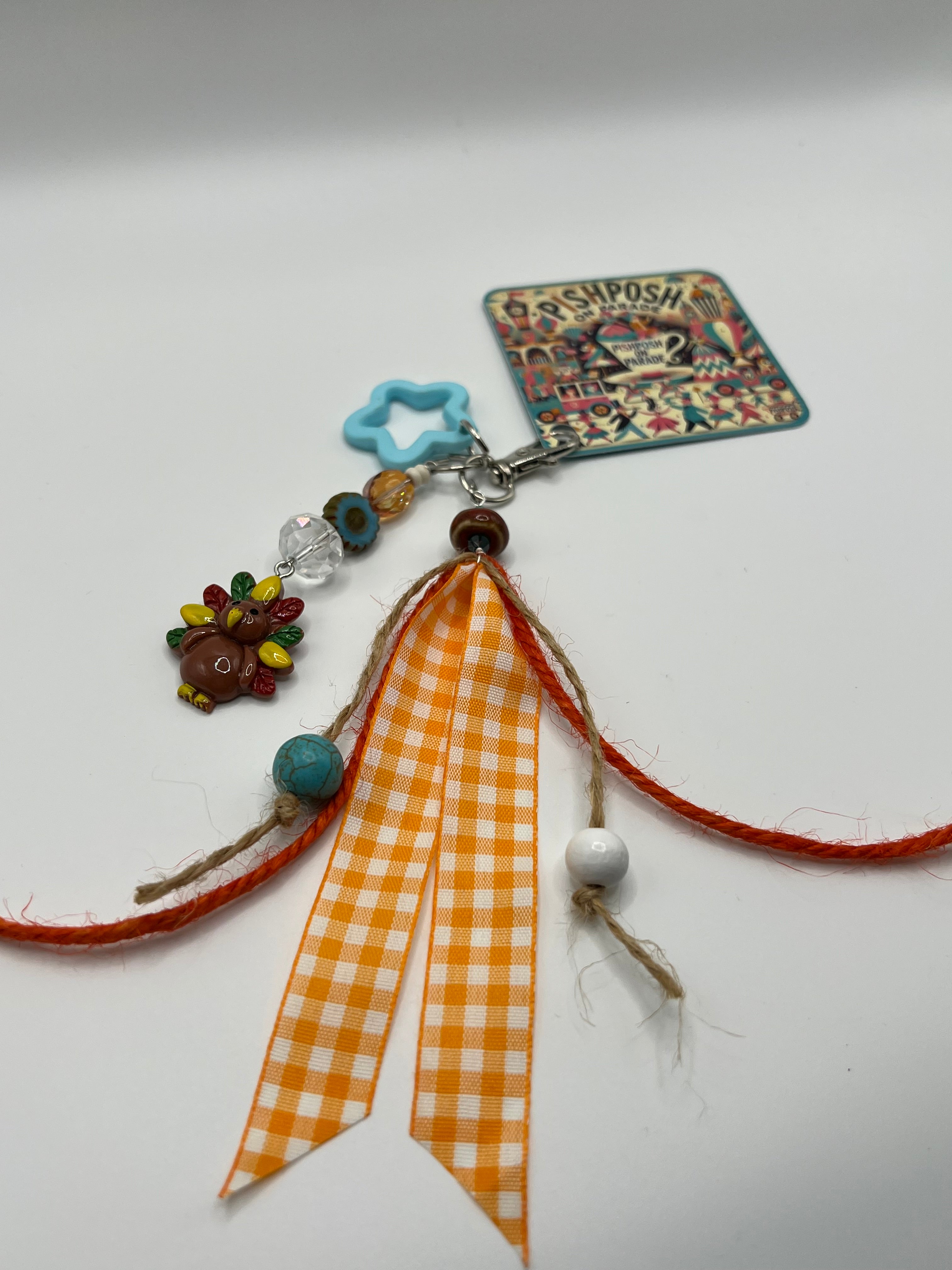 Turkey Time with Blue Star - Scissor Charm/Bag Zipper Pull