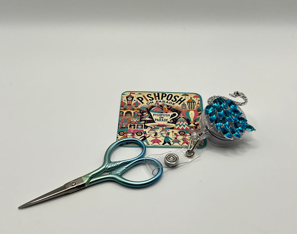 Blue swan - Scissor Badge Pull