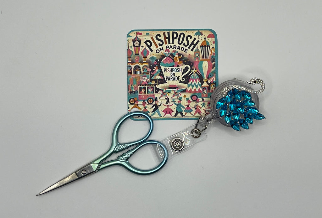 Blue swan - Scissor Badge Pull