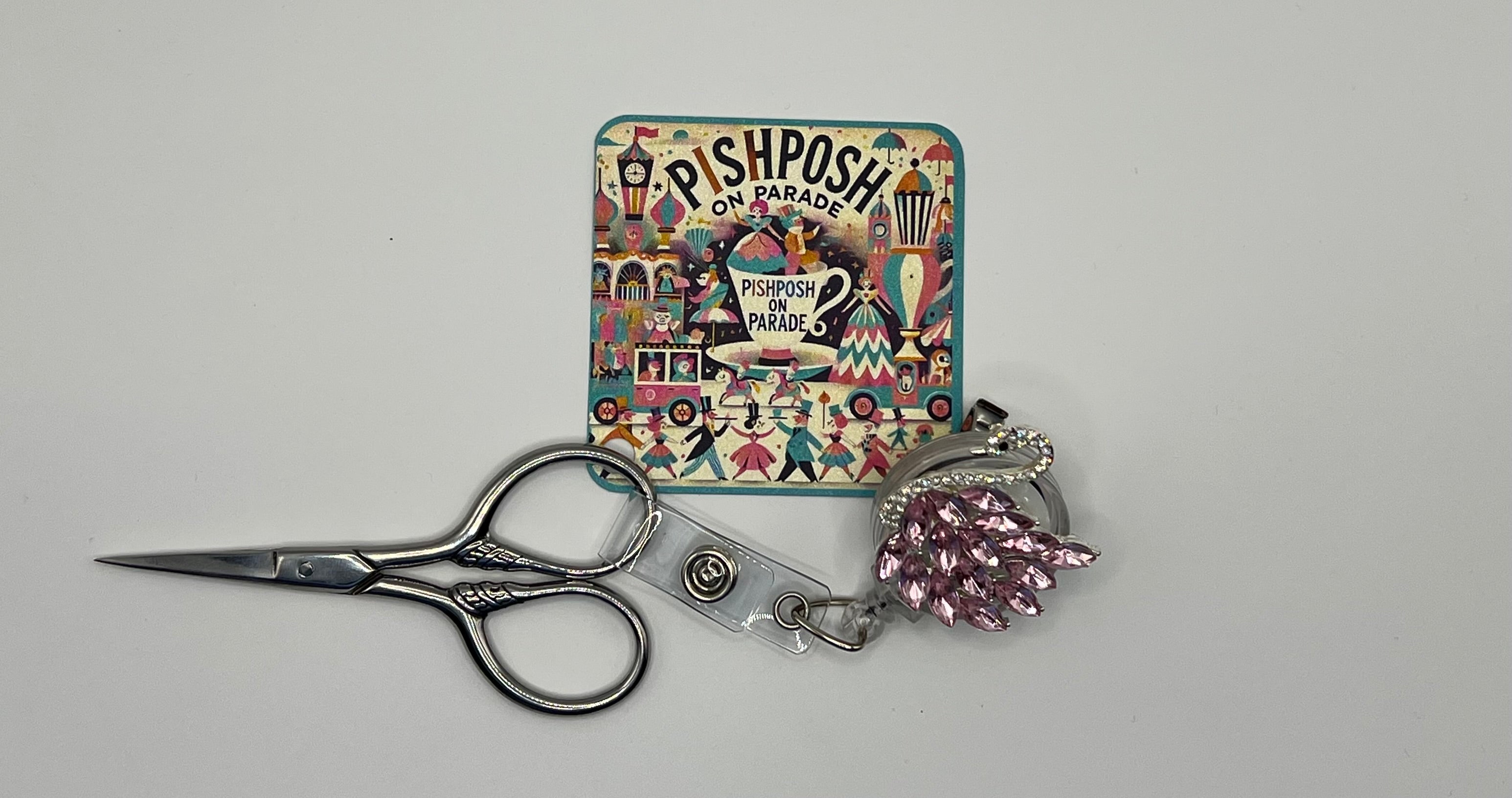 Pink Swan - Scissor Badge Pull