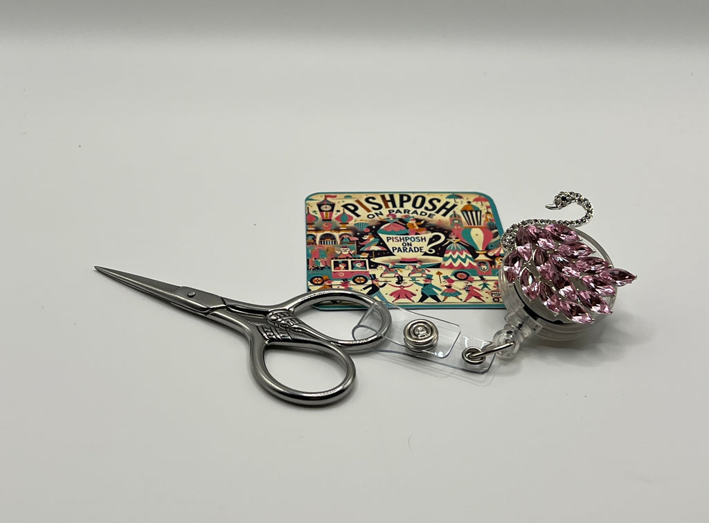 Pink Swan - Scissor Badge Pull