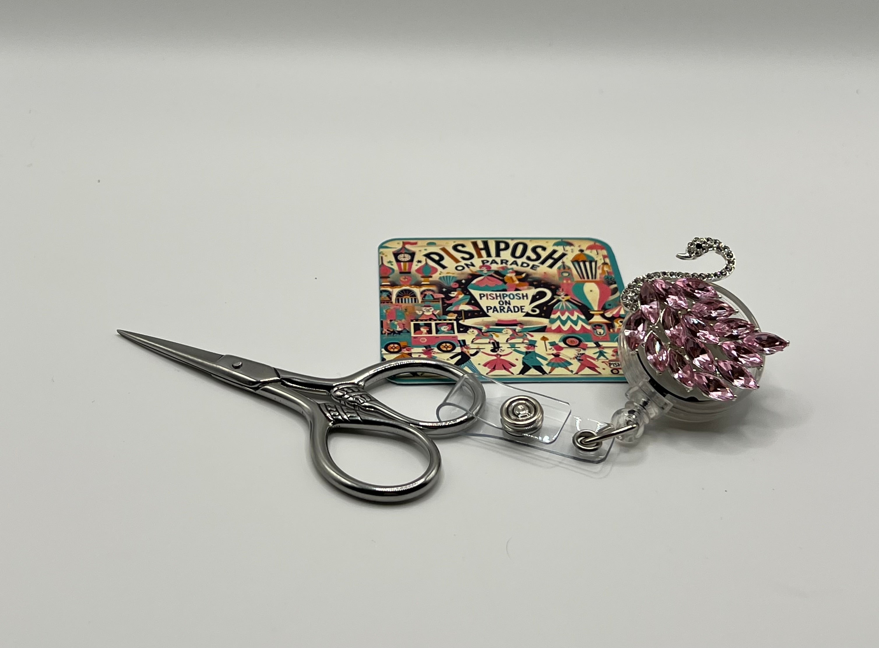 Pink Swan - Scissor Badge Pull