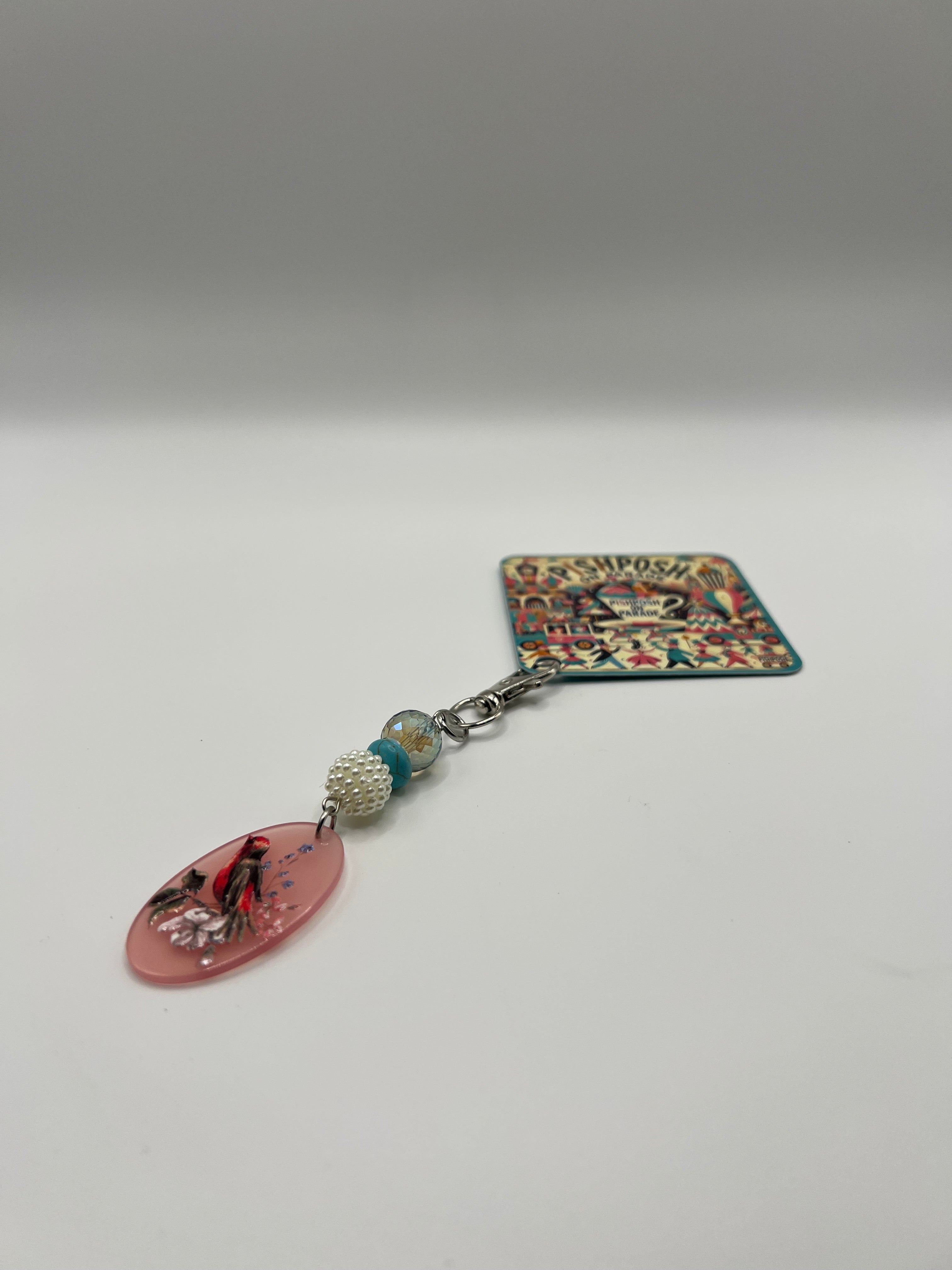 Pink with Bird - Scissor Charm/Bag Zipper Pull