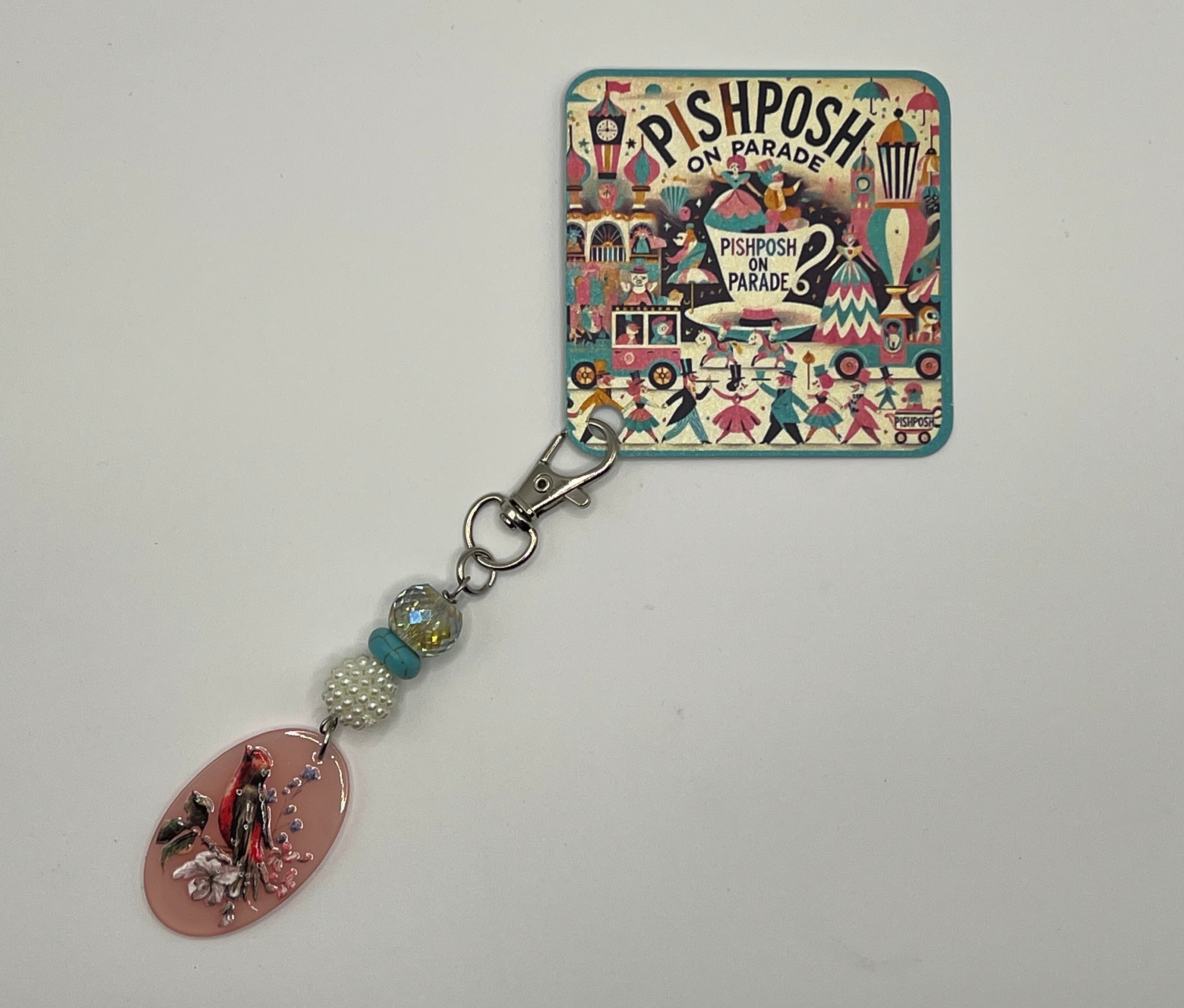 Pink with Bird - Scissor Charm/Bag Zipper Pull