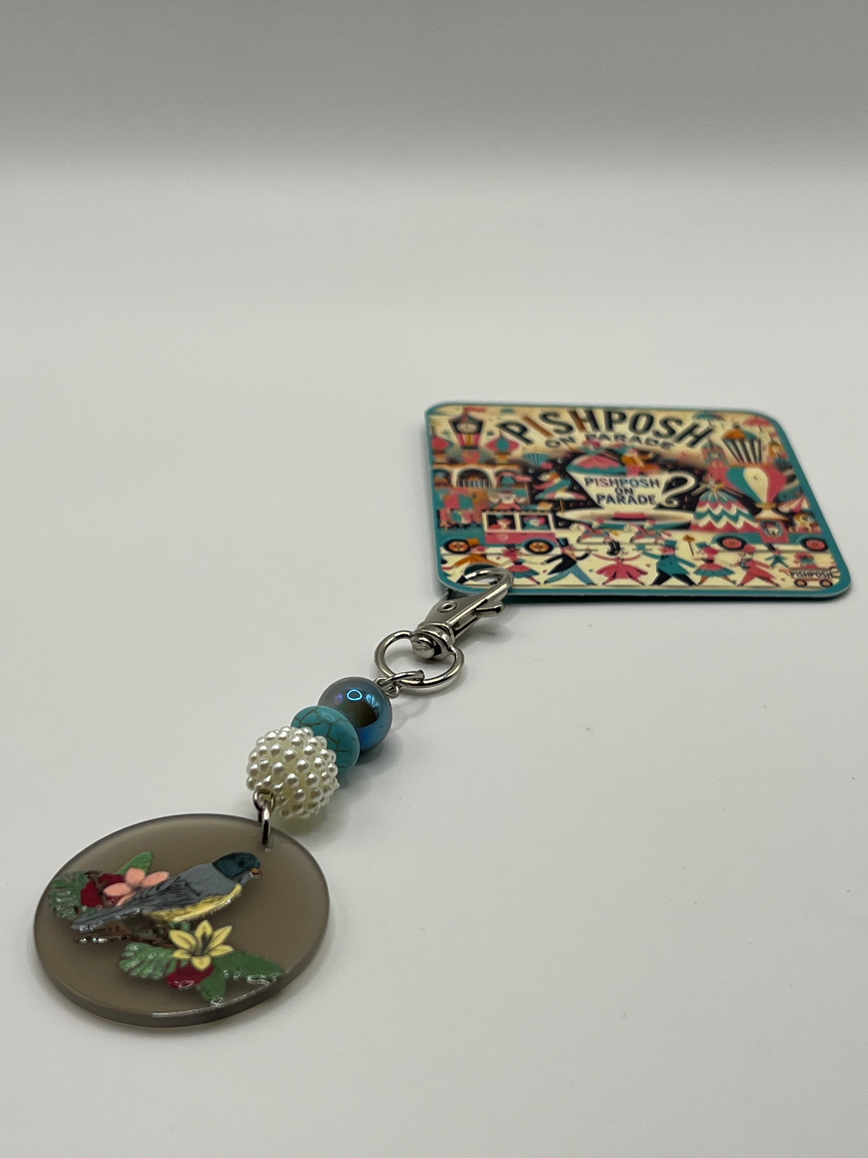 Grey With Bird - Scissor Charm/Bag Zipper Pull