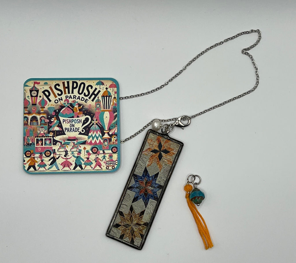 Rustic Star Quilt Necklace with Freshwater Pearl