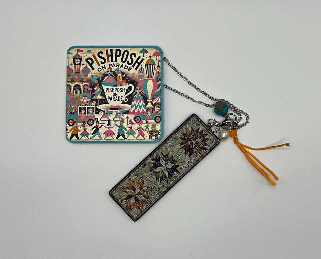 Rustic Star Quilt Necklace with Freshwater Pearl