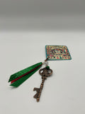 Santa’s House Key with glitter ribbon - Scissor Charm/Zipper Pull