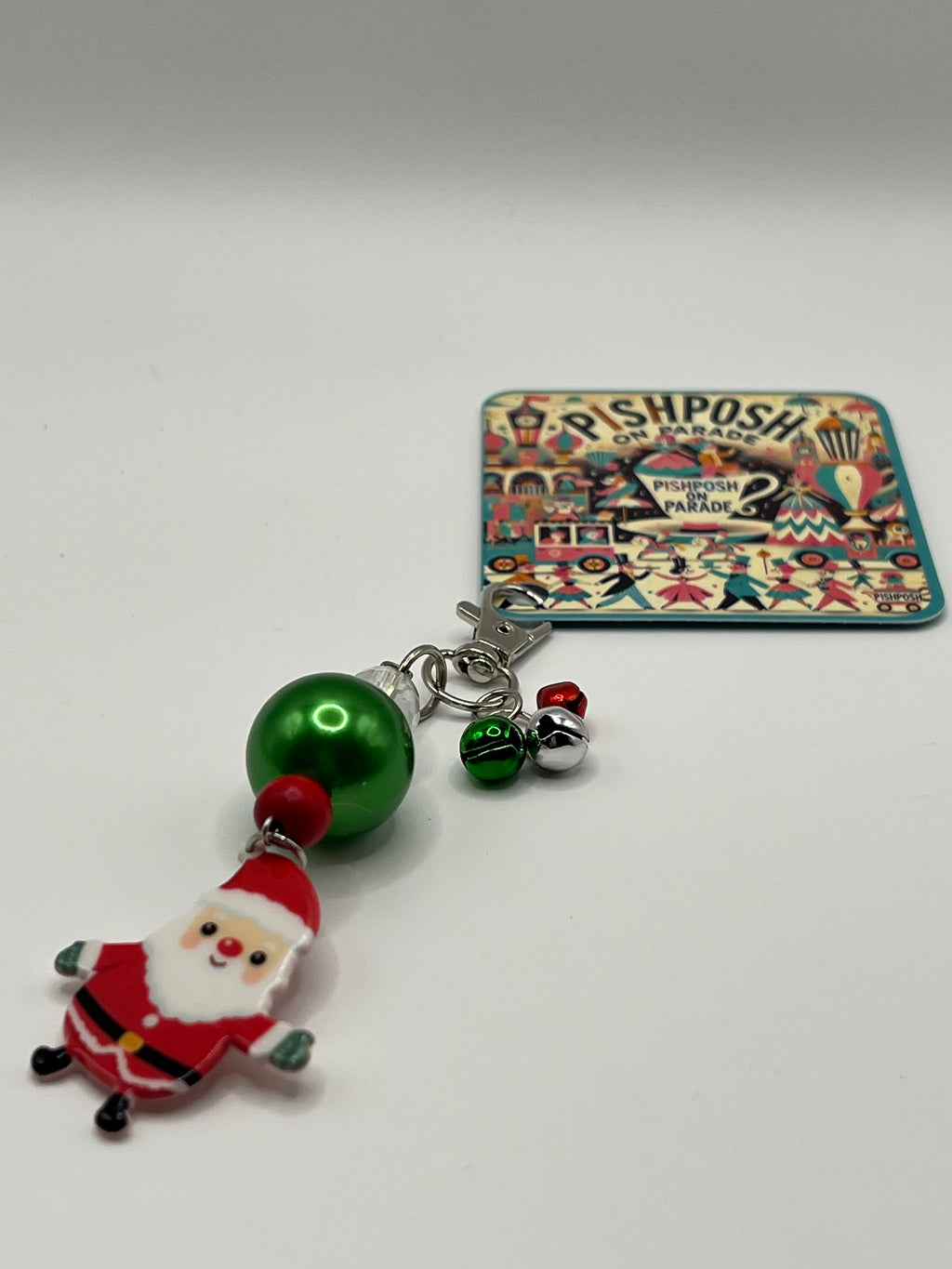 Happy Santa with Jingle Bells - Scissor Charm/Zipper Pull
