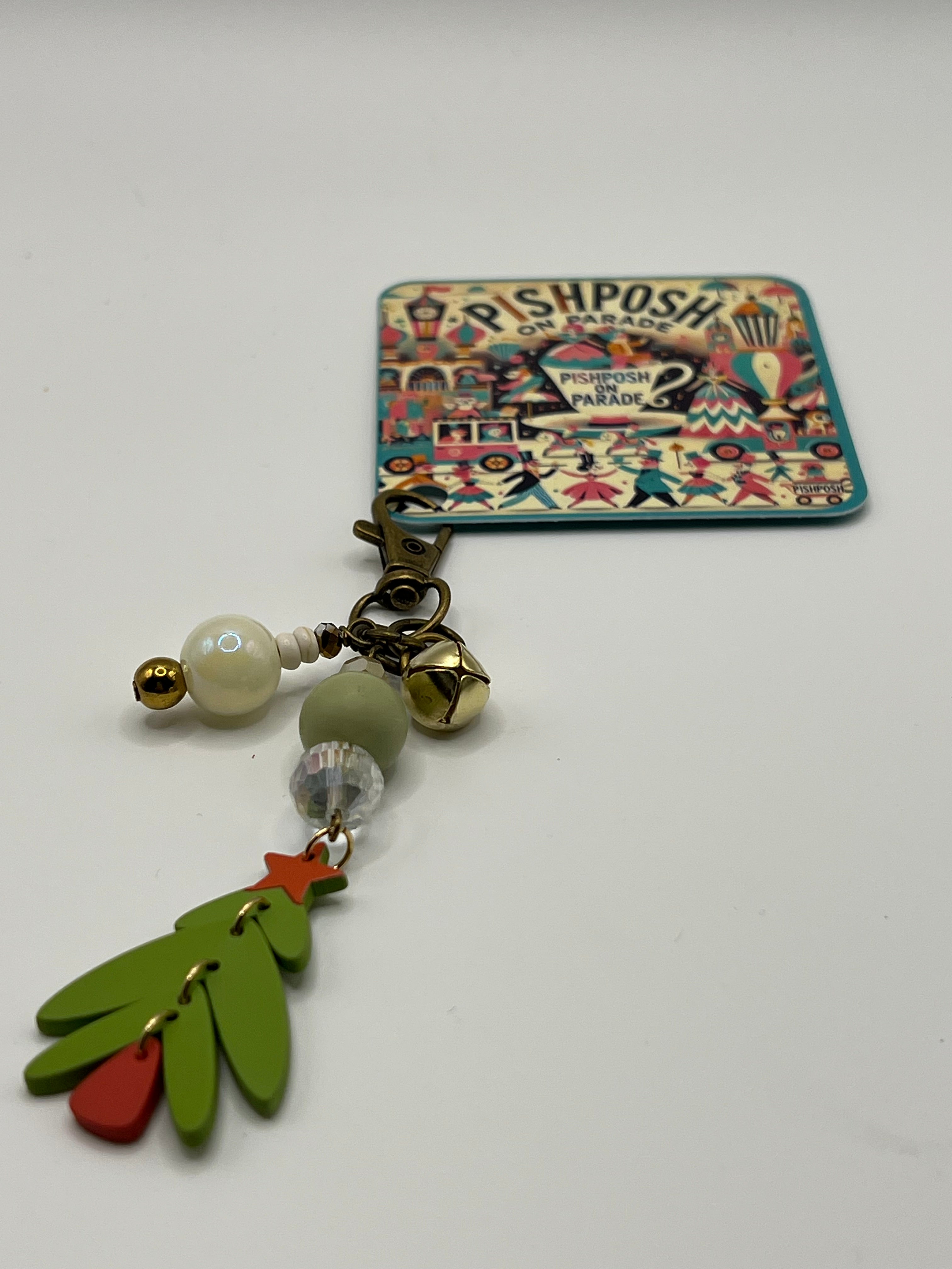 Christmas Tree with Beads and Jingle Bell - Scissor Charm/Zipper Pull