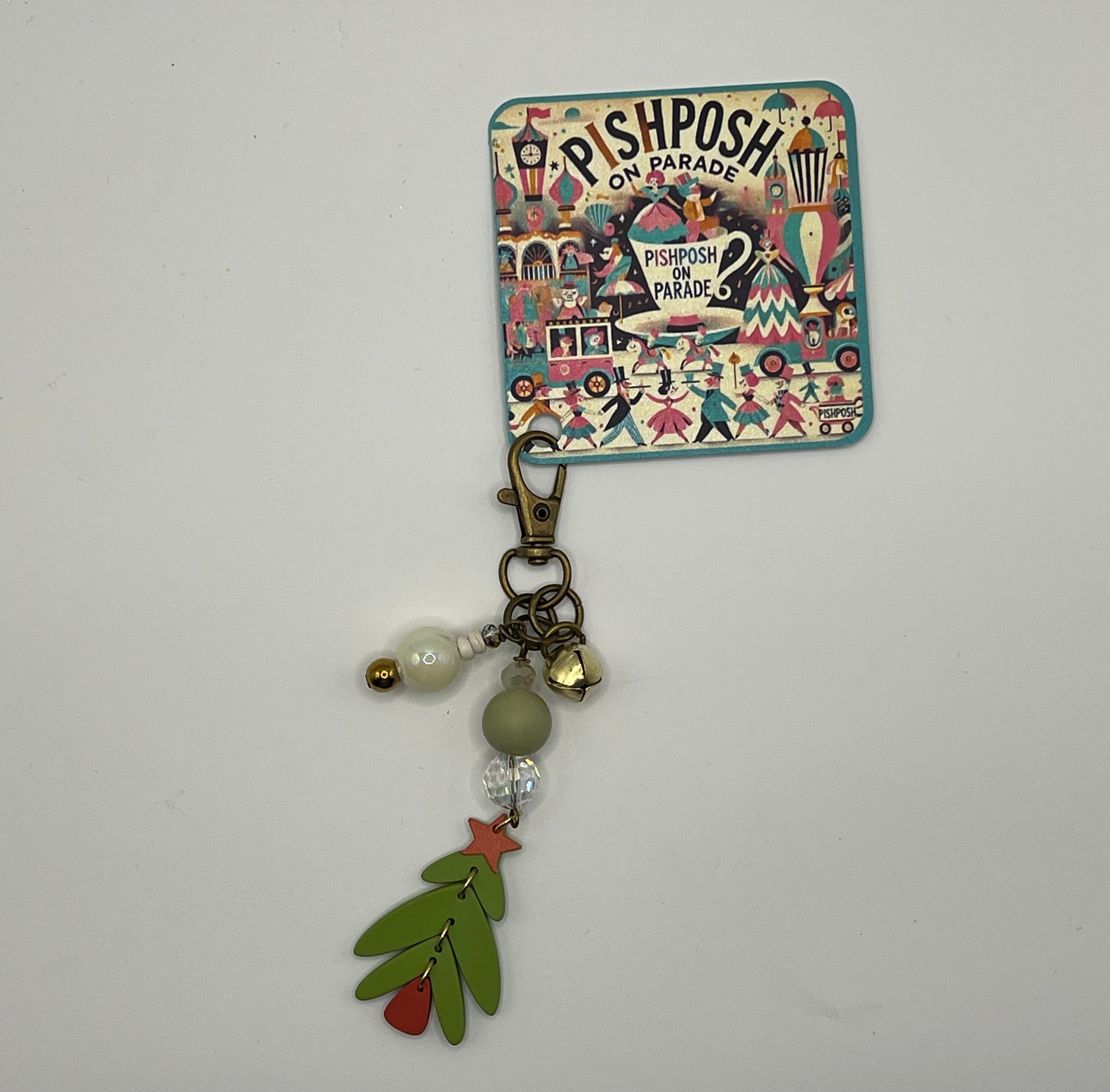 Christmas Tree with Beads and Jingle Bell - Scissor Charm/Zipper Pull
