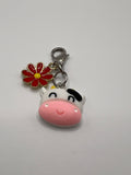 Cow with Red Flower - Zipper Pull