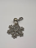 Rhinestone Snowflake with Freshwater Pearl and Jingle Bell - Zipper Pull