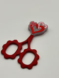 Red with Small Pink Heart - Scissor Tip Protector (scissors not included)