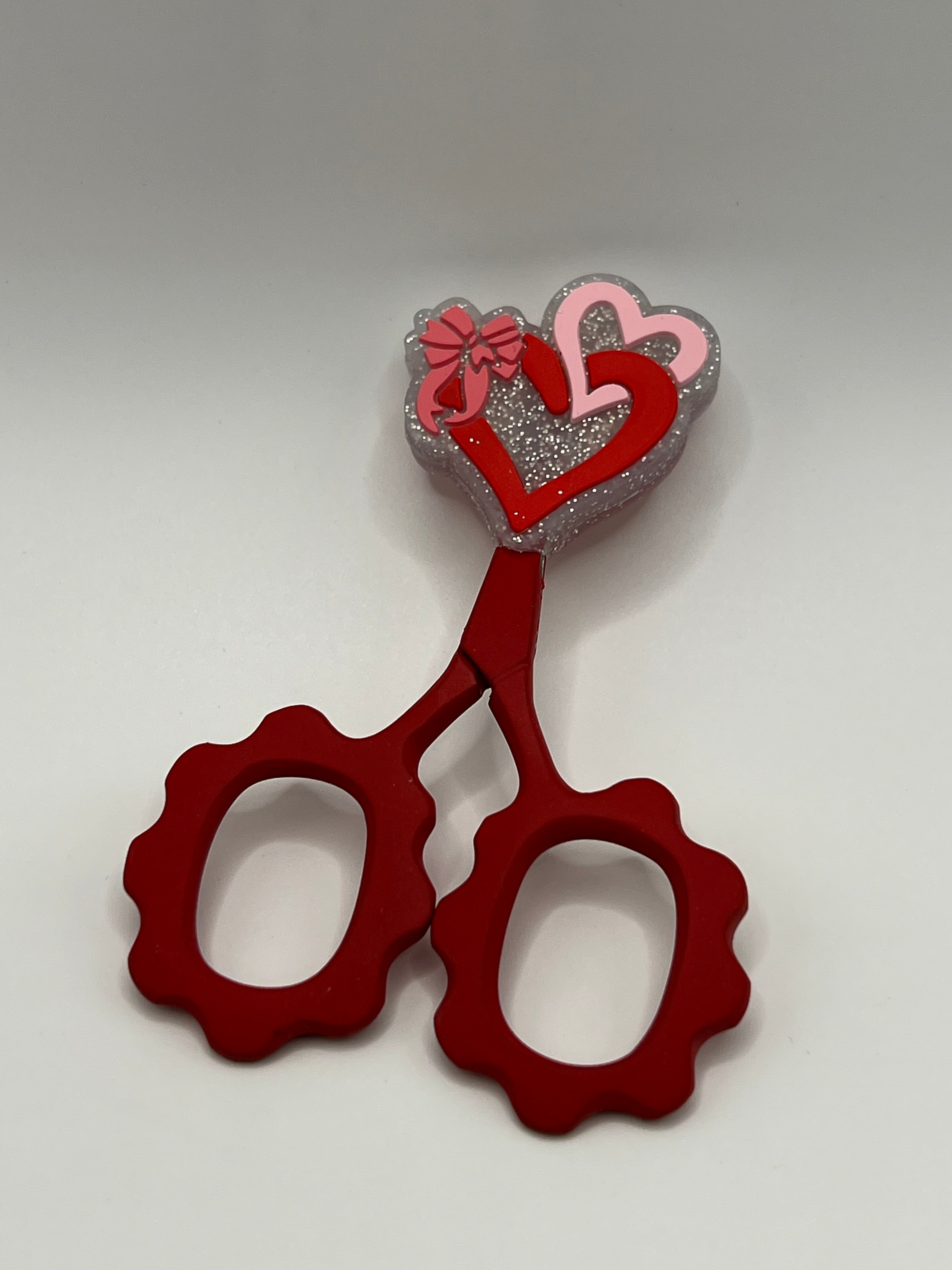 Red with Small Pink Heart - Scissor Tip Protector (scissors not included)