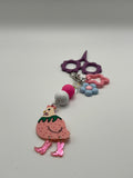 Strawberry Chicken with Boots and Blue Flower Charm - Scissor Charm/Zipper Bag Pull