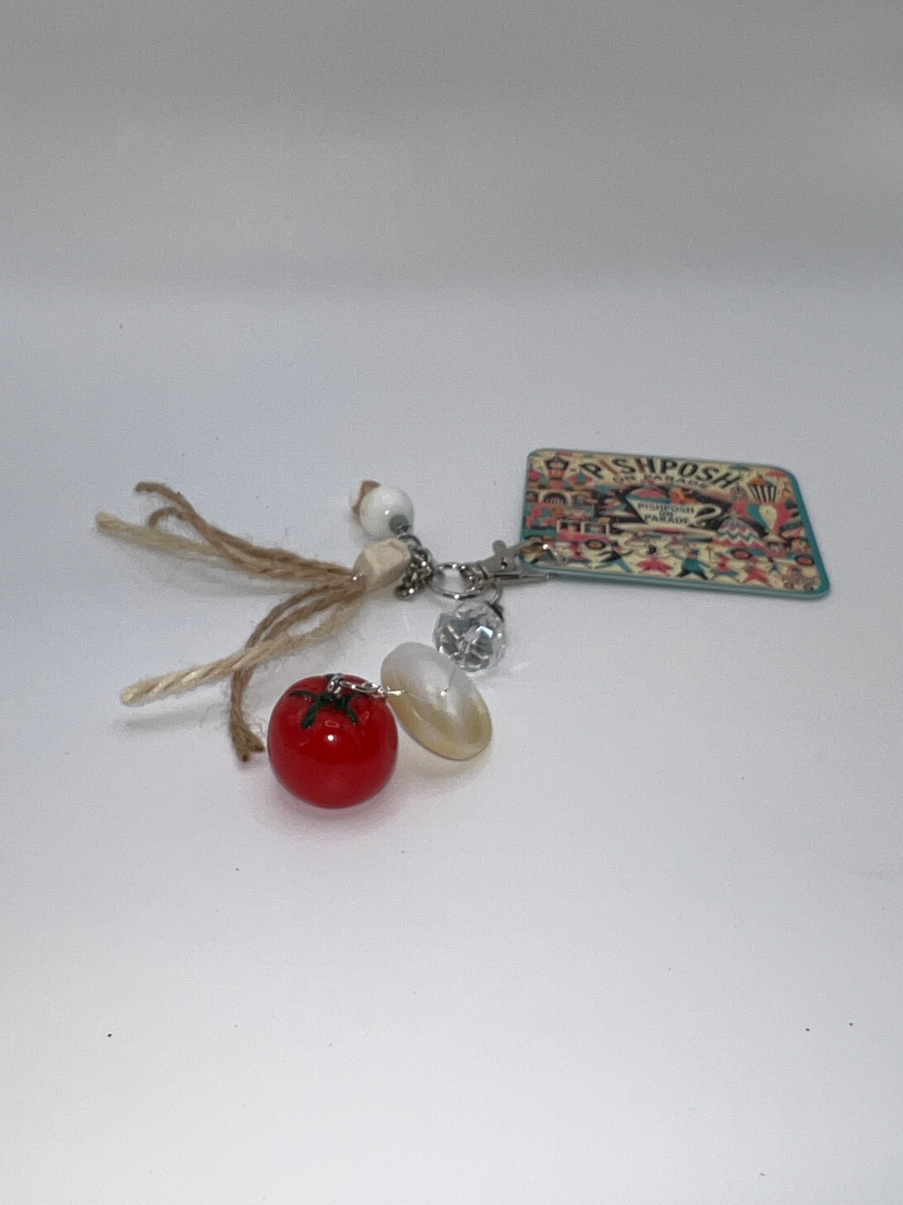 Tomato with Button and Beads - Scissor Charm/Zipper Bag Pull