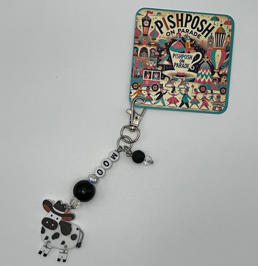 Cow with Hat and Moo - Scissor Charm/Zipper Bag Pull