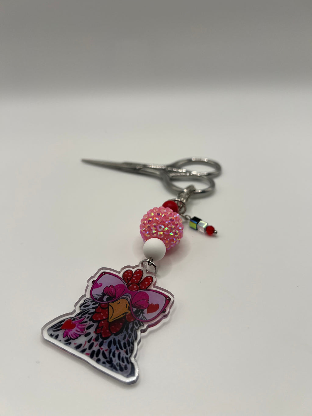 Sassy Sunglass wearing Chicken - Scissor Charm/Bag Zipper Pull