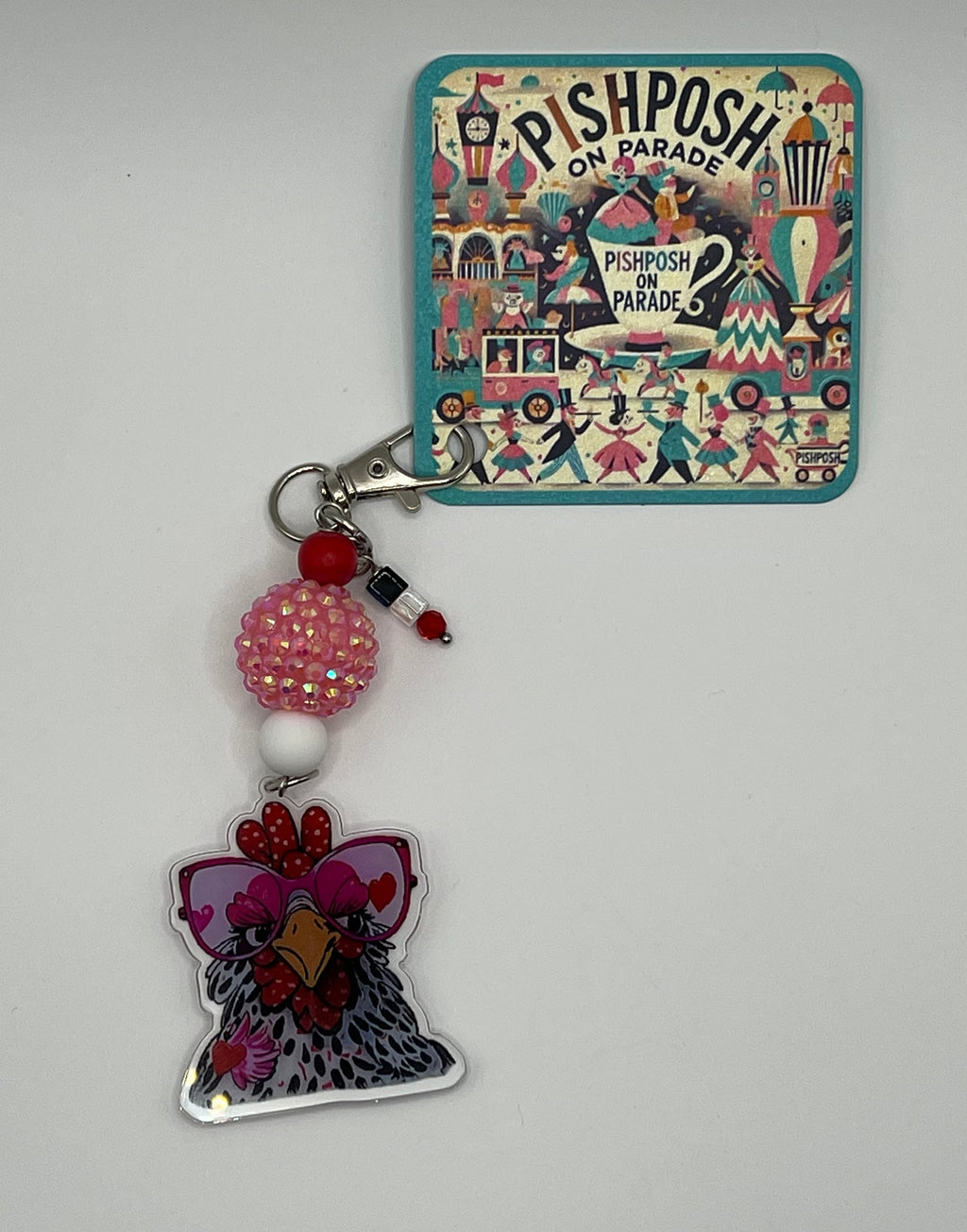 Sassy Sunglass wearing Chicken - Scissor Charm/Bag Zipper Pull