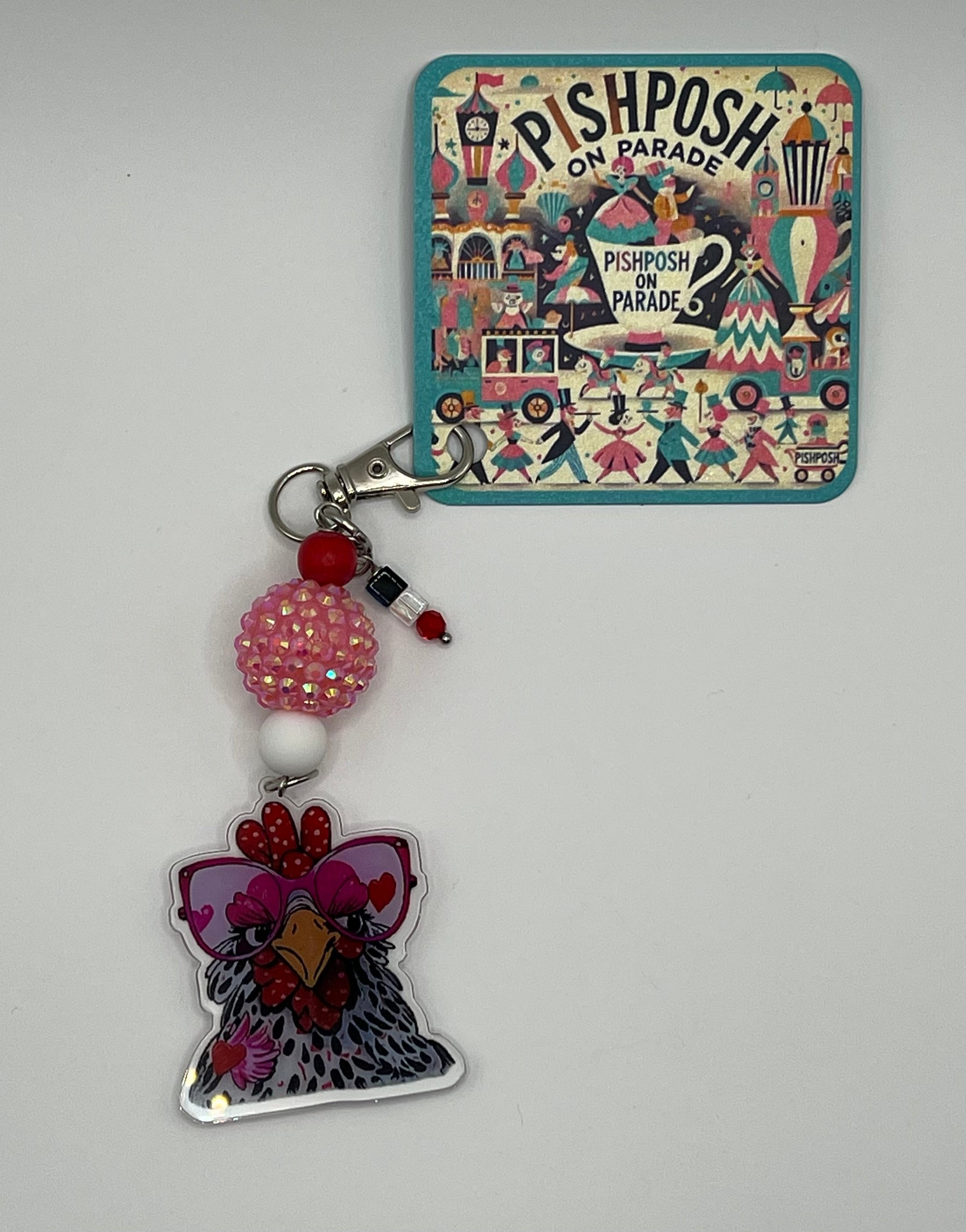 Sassy Sunglass wearing Chicken - Scissor Charm/Bag Zipper Pull