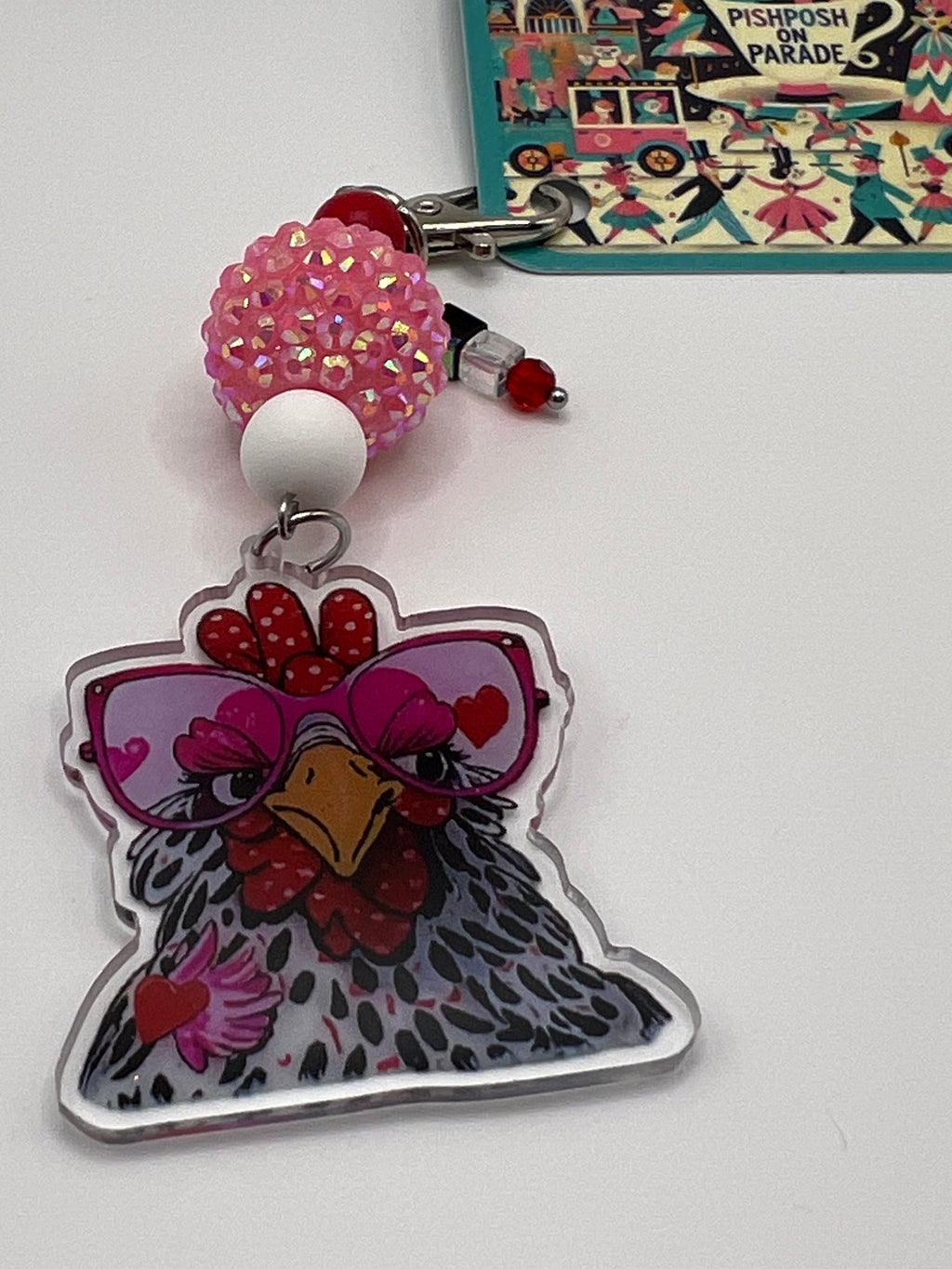 Sassy Sunglass wearing Chicken - Scissor Charm/Bag Zipper Pull