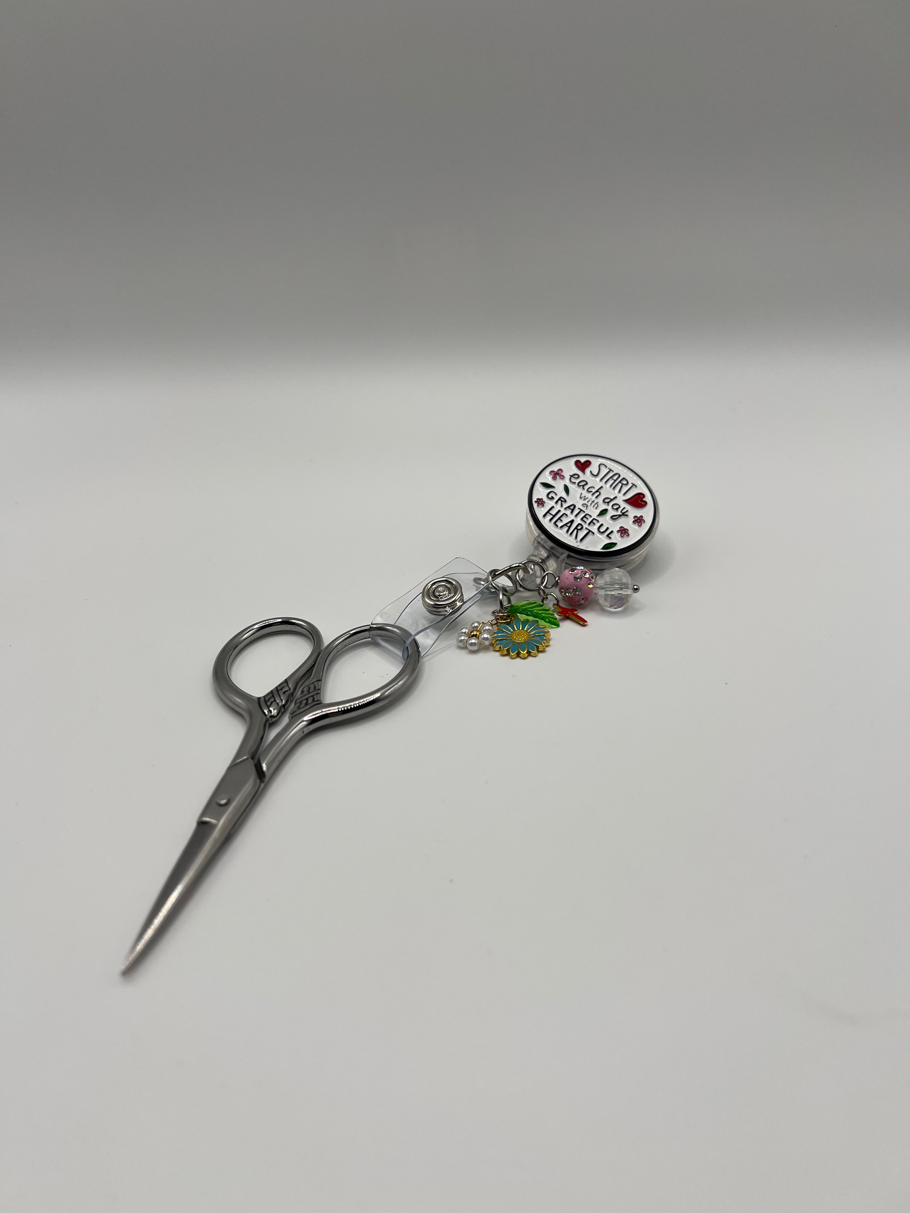 Start Each Day - Scissor Badge Reel
