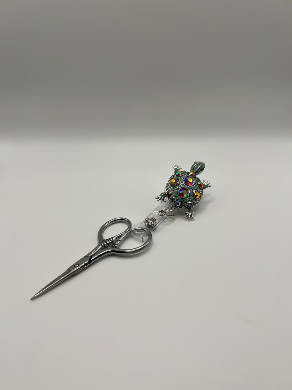 Rhinestone Turtle - Scissor Badge Reel
