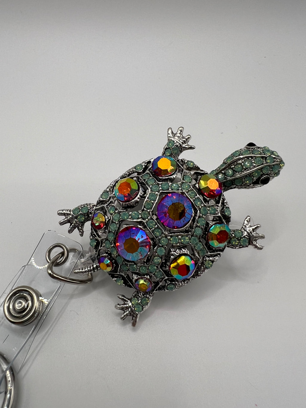Rhinestone Turtle - Scissor Badge Reel