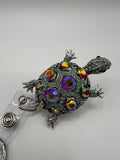 Rhinestone Turtle - Scissor Badge Reel