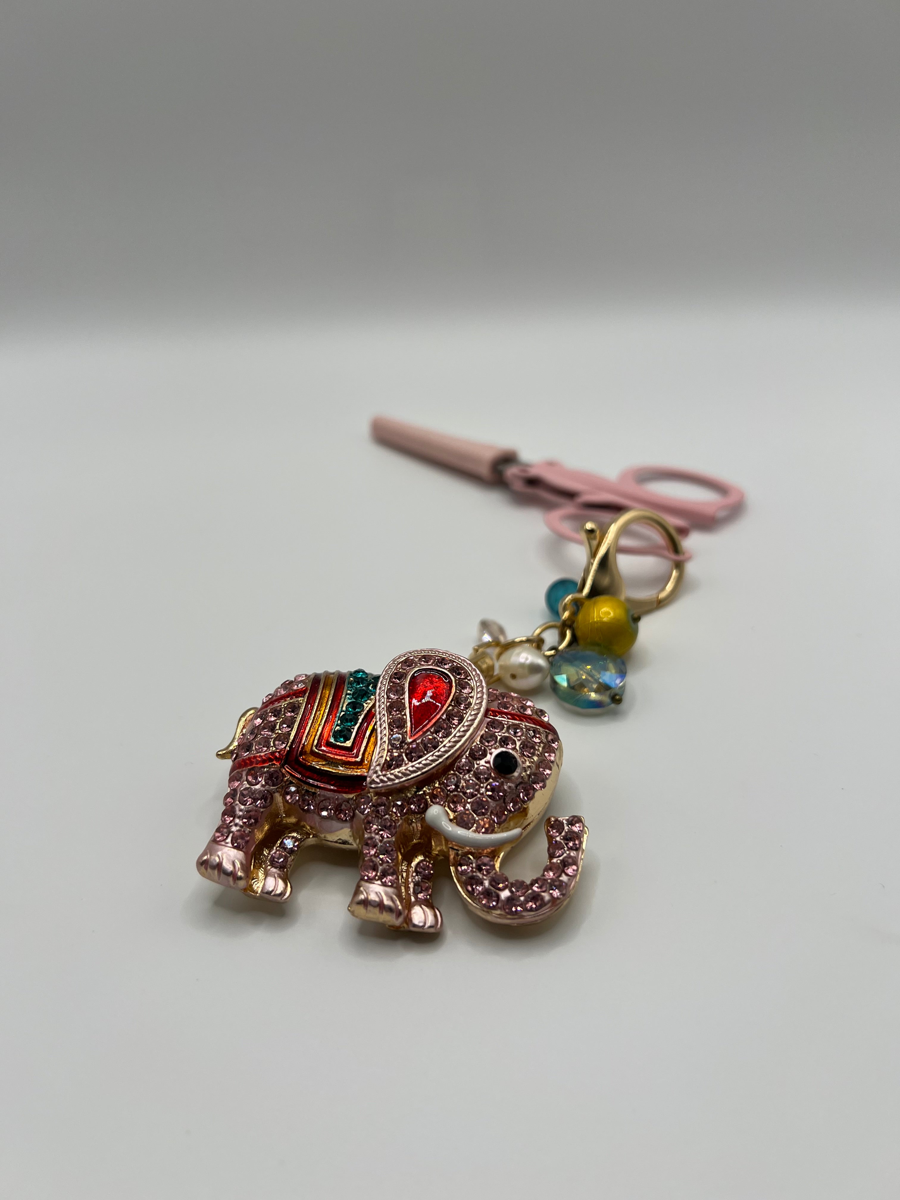Rhinestone Pink Elephant - Scissor Charm/Bag Zipper Pull