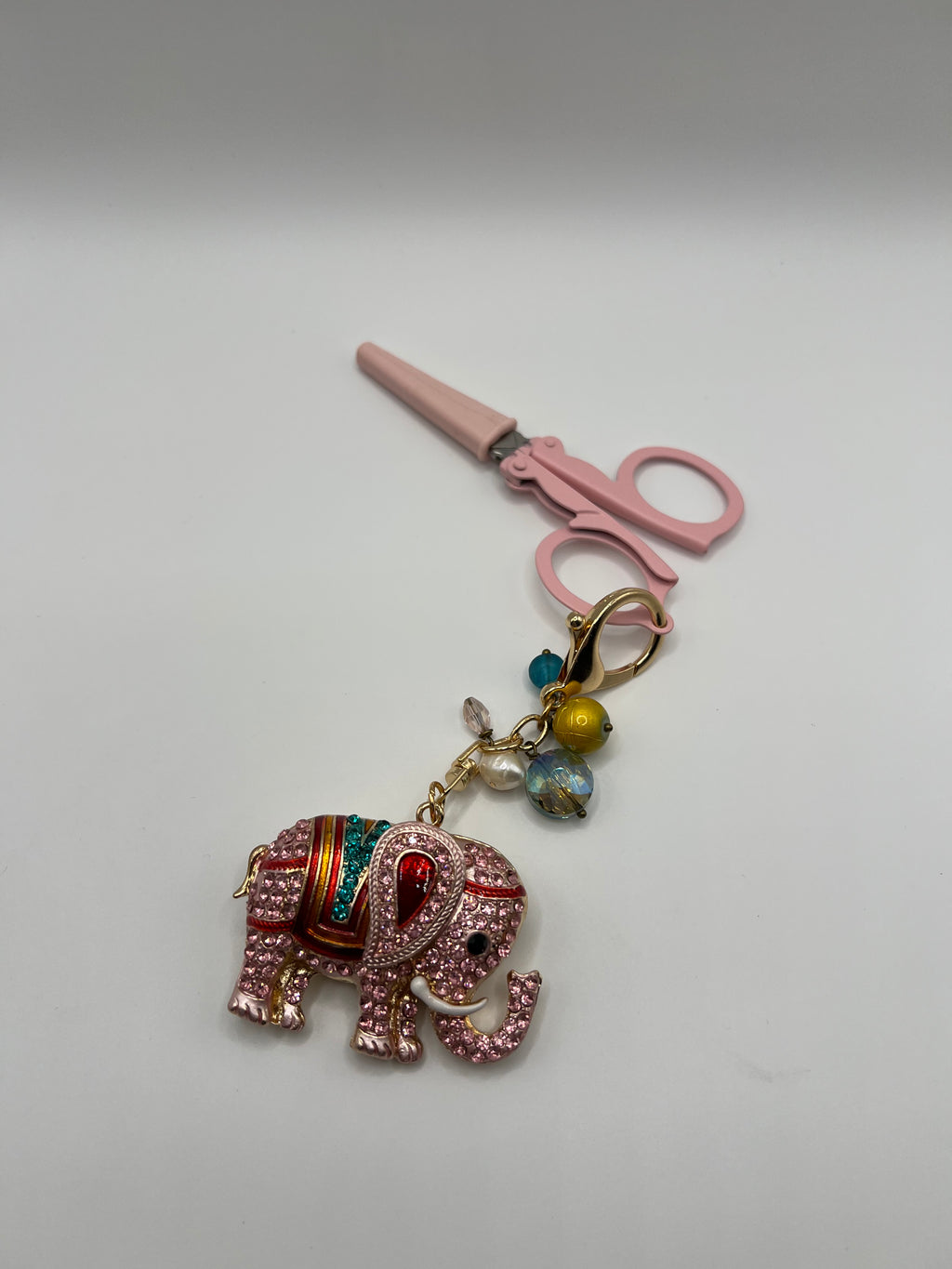 Rhinestone Pink Elephant - Scissor Charm/Bag Zipper Pull