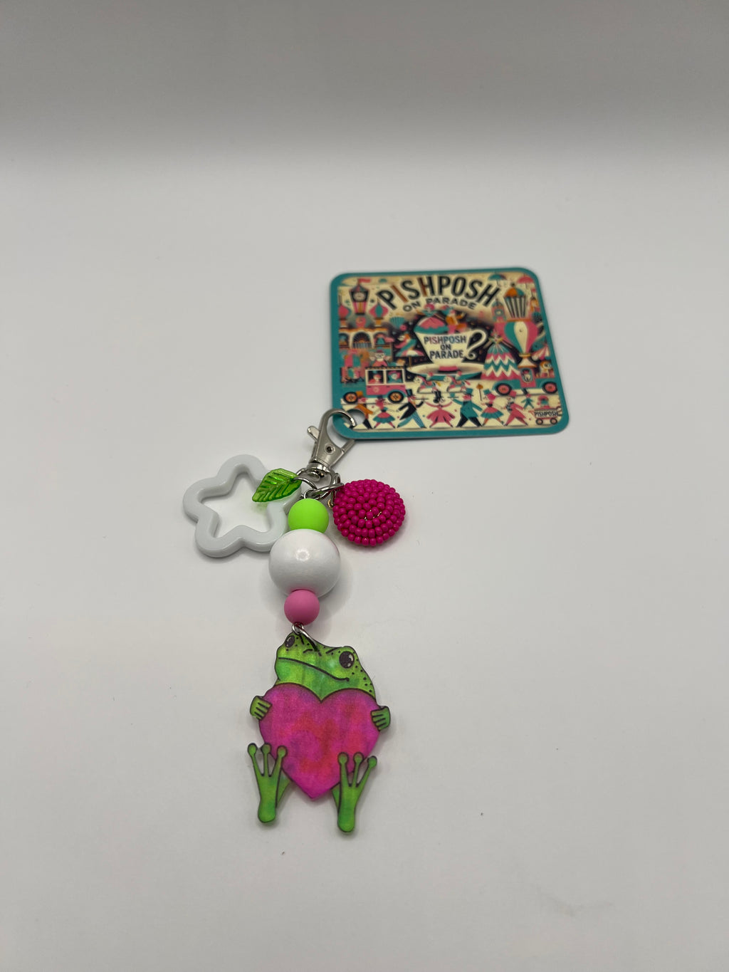 Frog with Heart and White Star Charm - Scissor Charm/Zipper Bag Pull