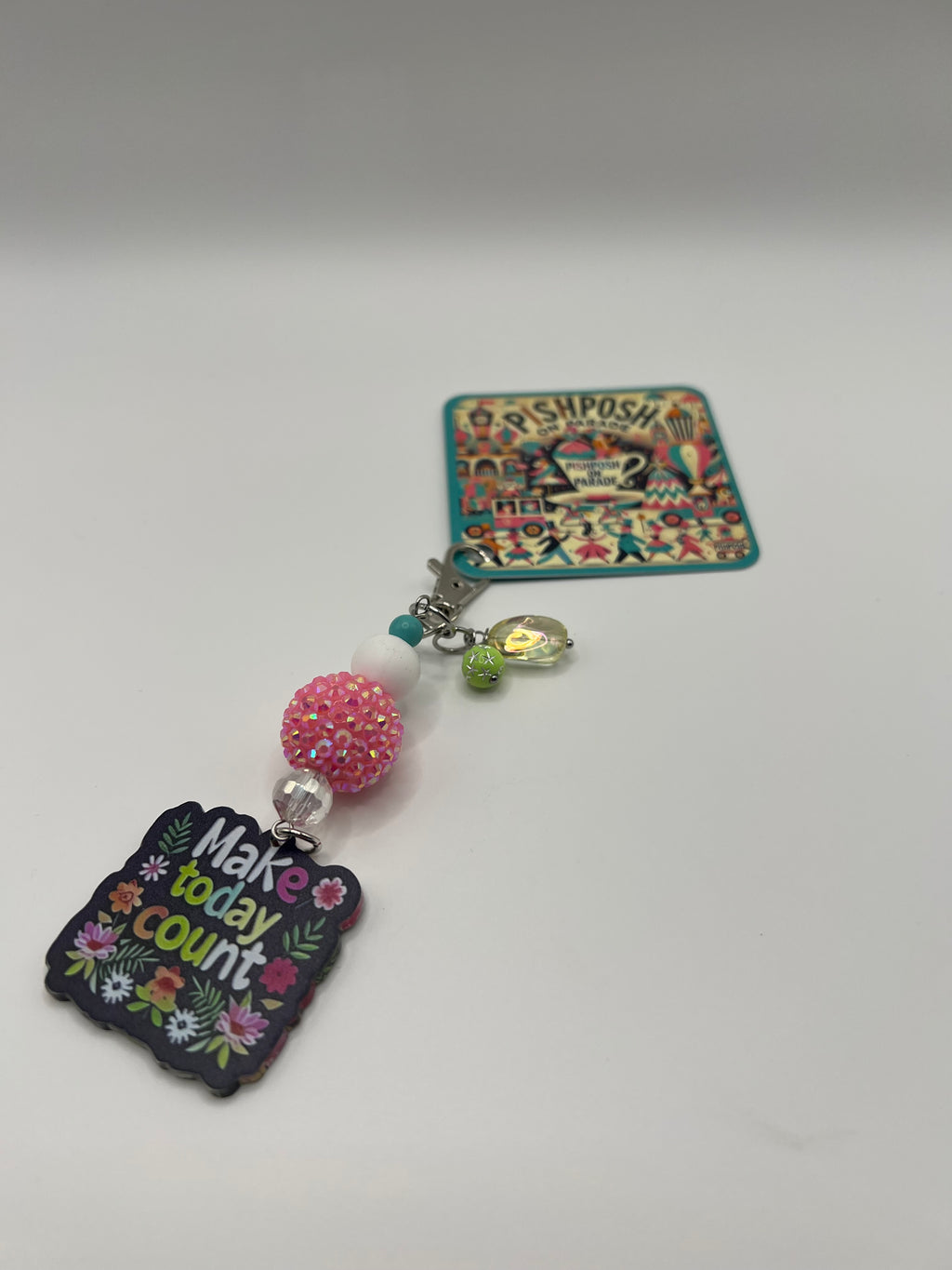 Make Today Count with Sparkle Pink Bead - Scissor Charm/ Zipper Bag Pull
