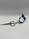 Blue and White Cat - Scissor Badge Reel
