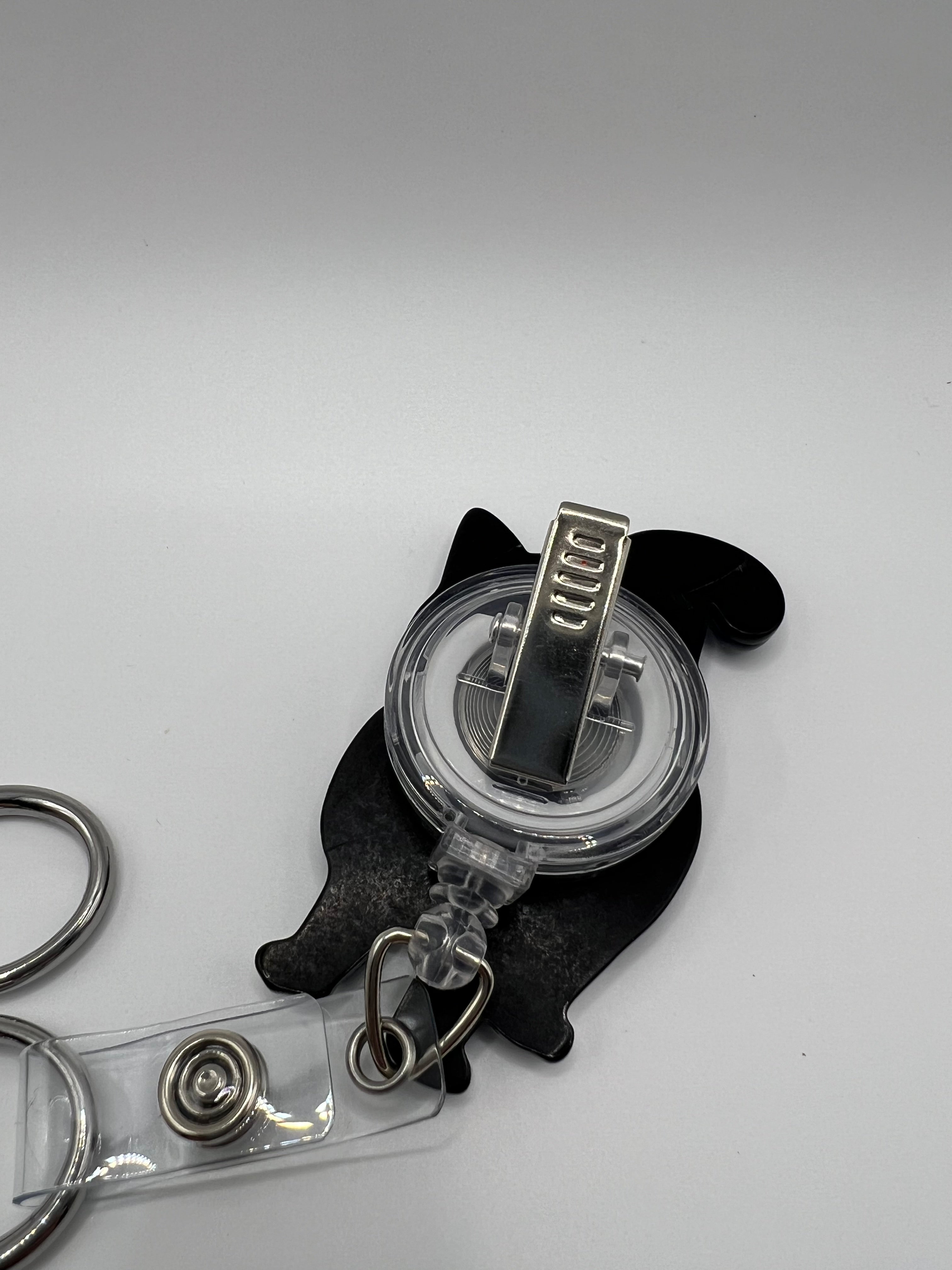 Blue and White Cat - Scissor Badge Reel