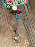 Colorful Rooster with Daisy Bead - Scissor Charm/Zipper Bag Pull