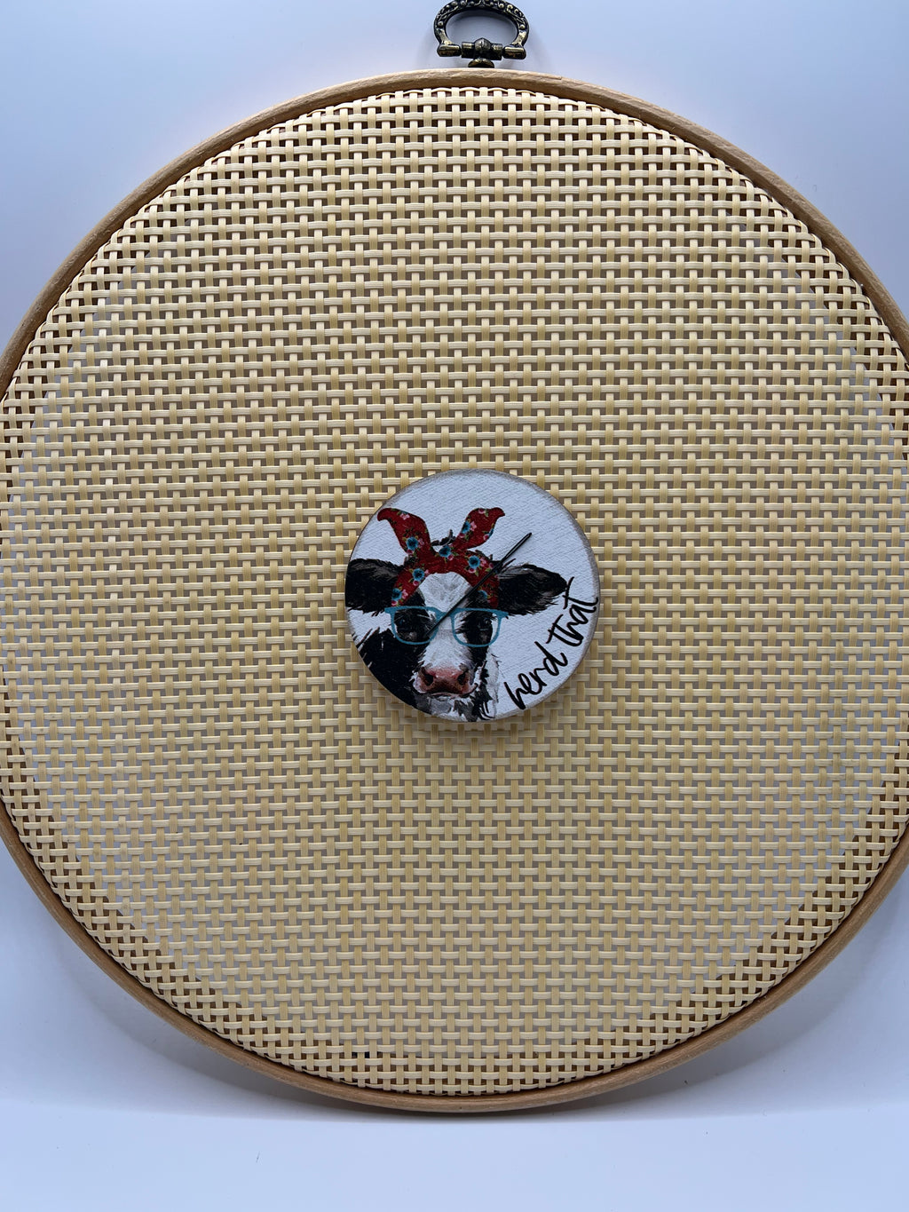 Black Cow with Red Bow - Needle Minder