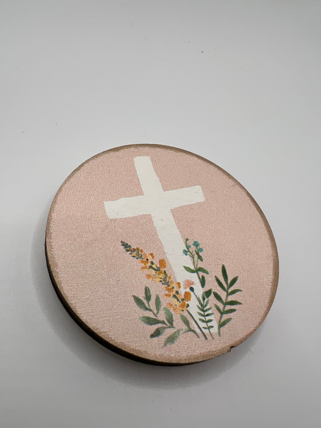 White Cross with Flowers - Needle Minder