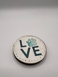Love with Paw Print Teal - Needle Minder