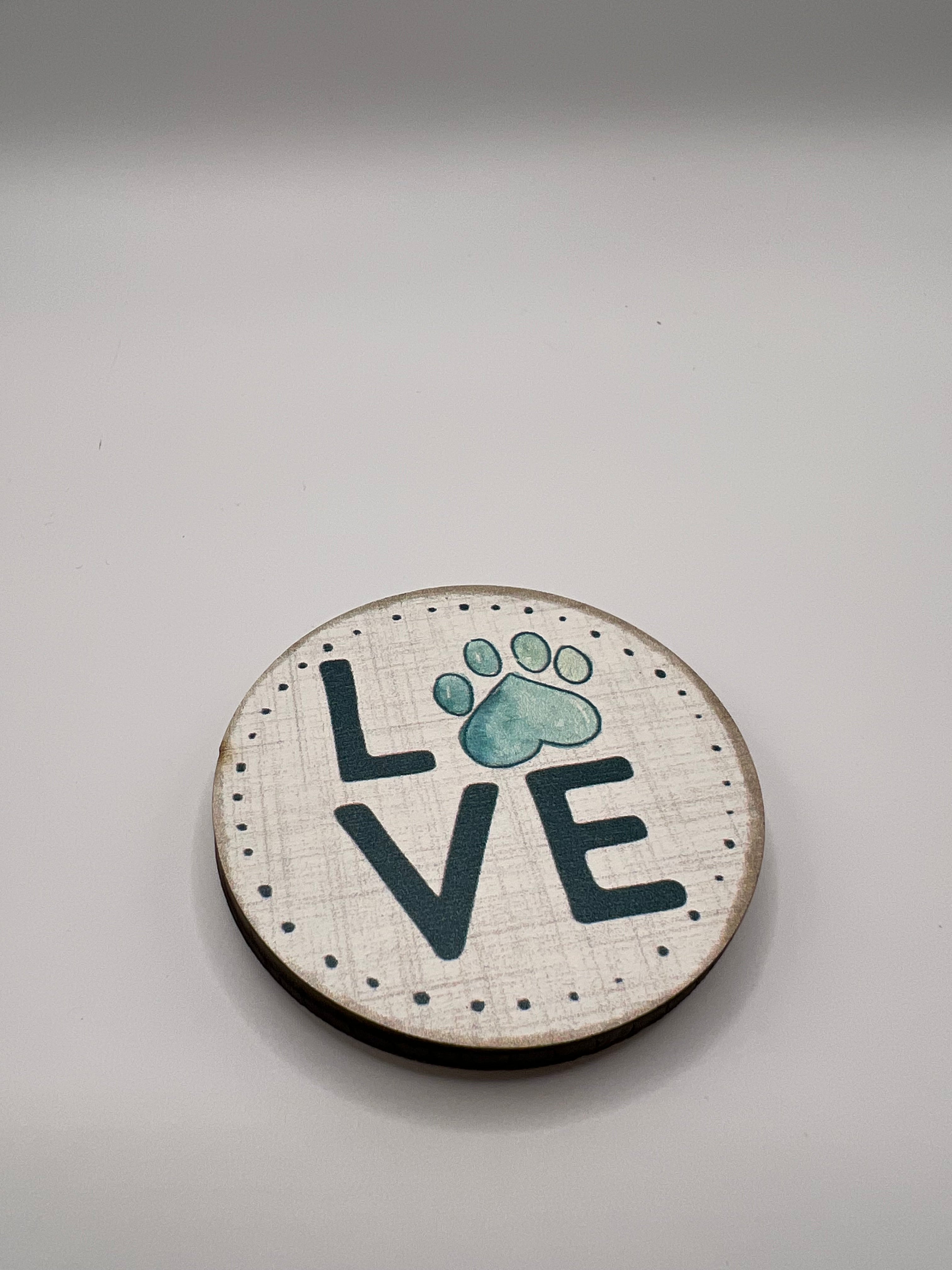 Love with Paw Print Teal - Needle Minder
