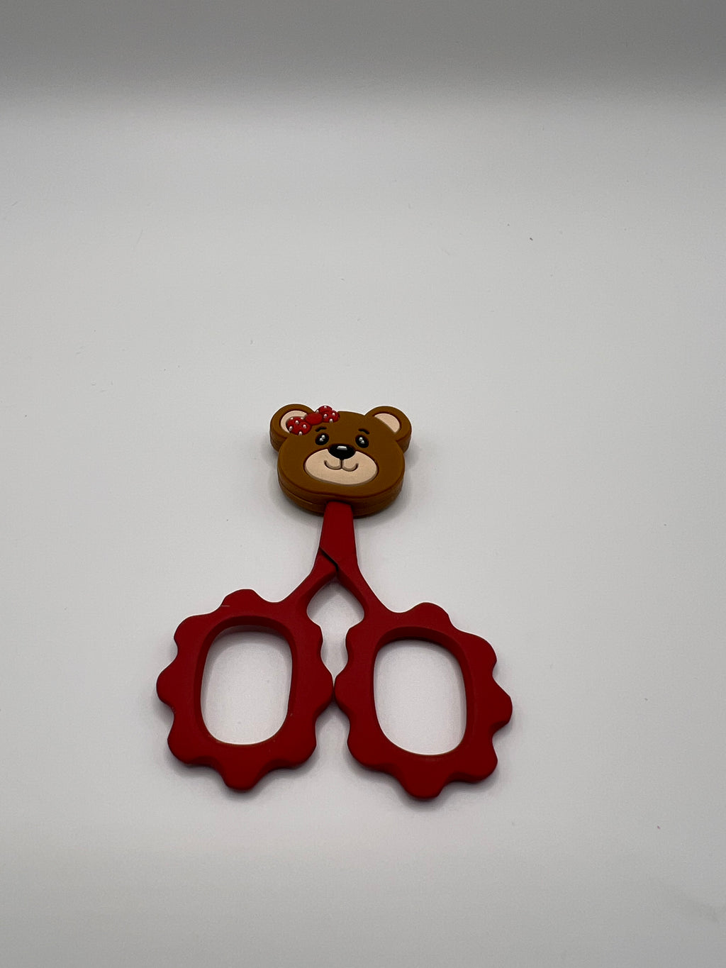 Teddy Bear with Red Bow - Scissor Tip  Protector (scissors not included)