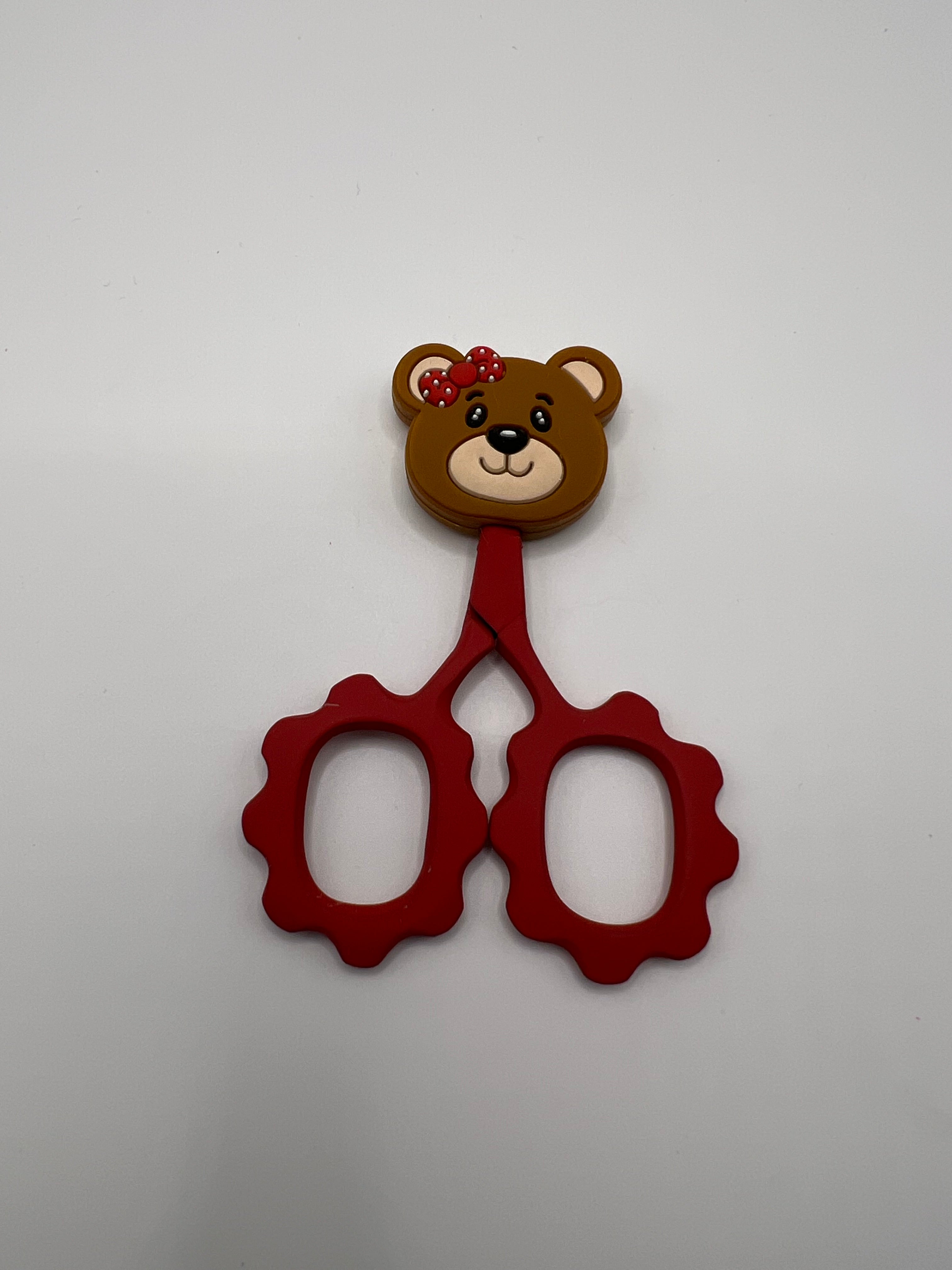 Teddy Bear with Red Bow - Scissor Tip  Protector (scissors not included)