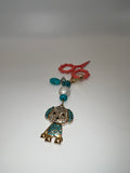 Blue Rhinestone Puppy - Scissor Charm/Zipper Bag Pull