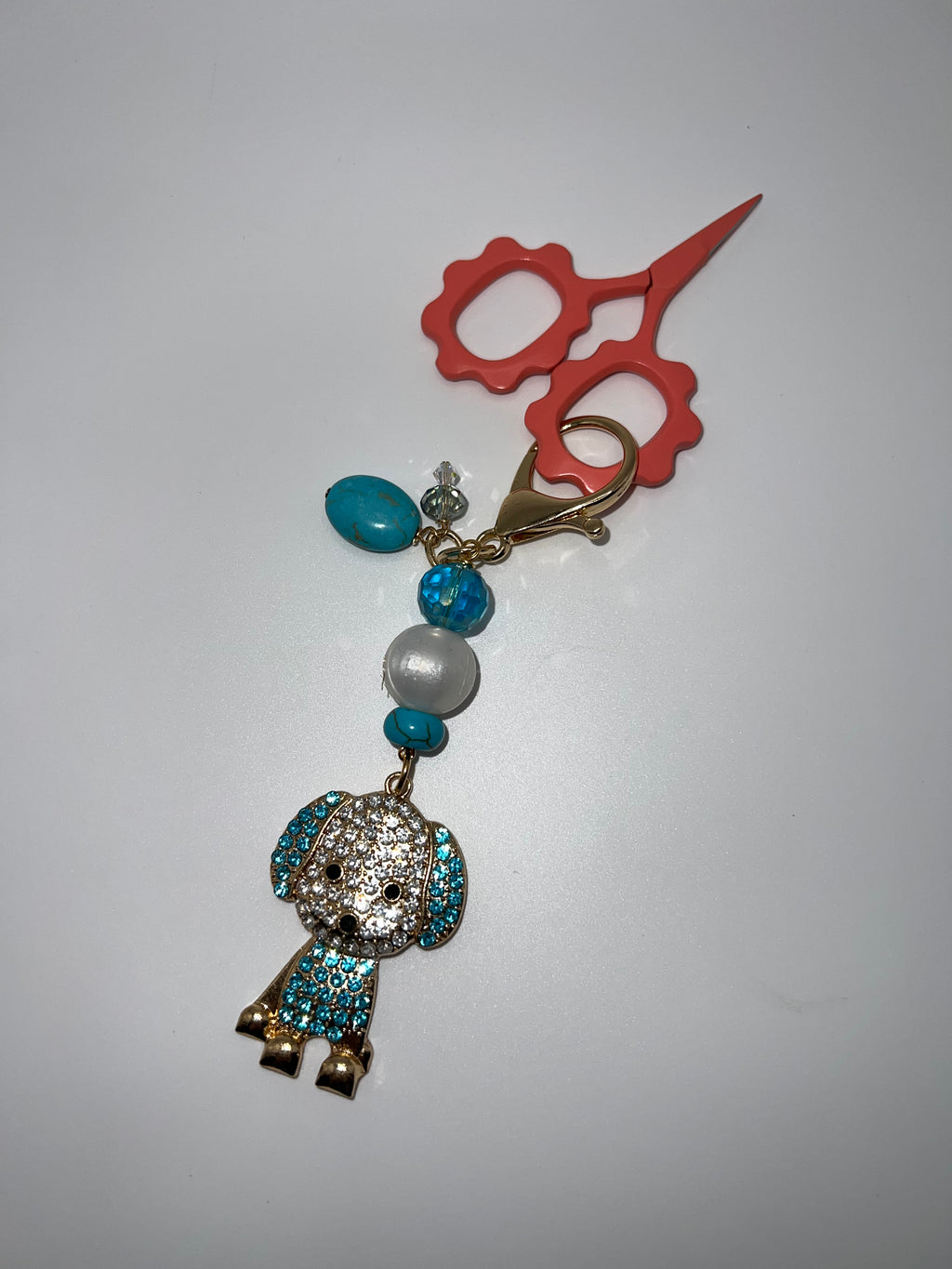 Blue Rhinestone Puppy - Scissor Charm/Zipper Bag Pull
