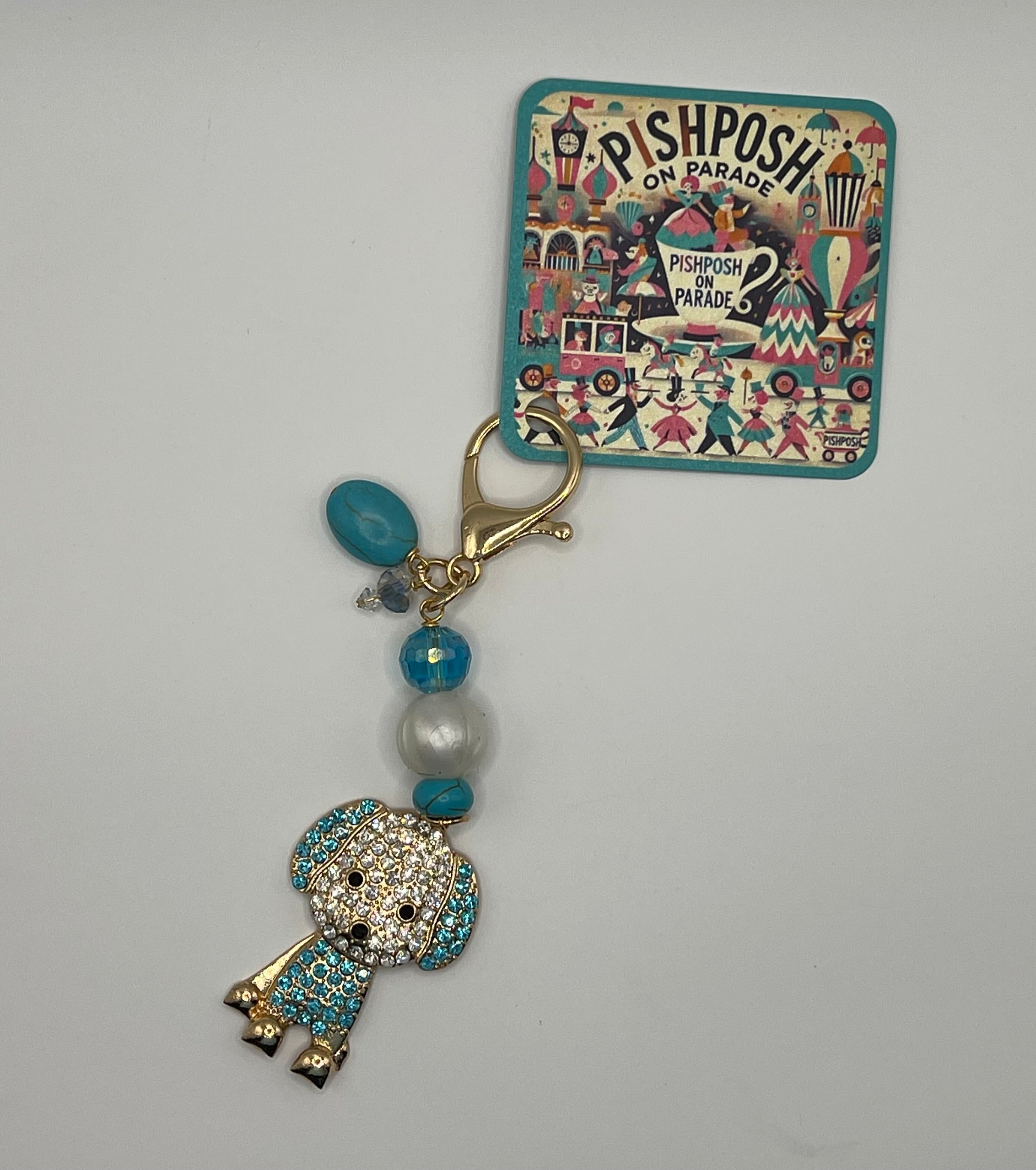 Blue Rhinestone Puppy - Scissor Charm/Zipper Bag Pull