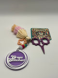 Cross Stitcher with Peach Star and Tassel - Scissor Charm/Zipper Bag Pull