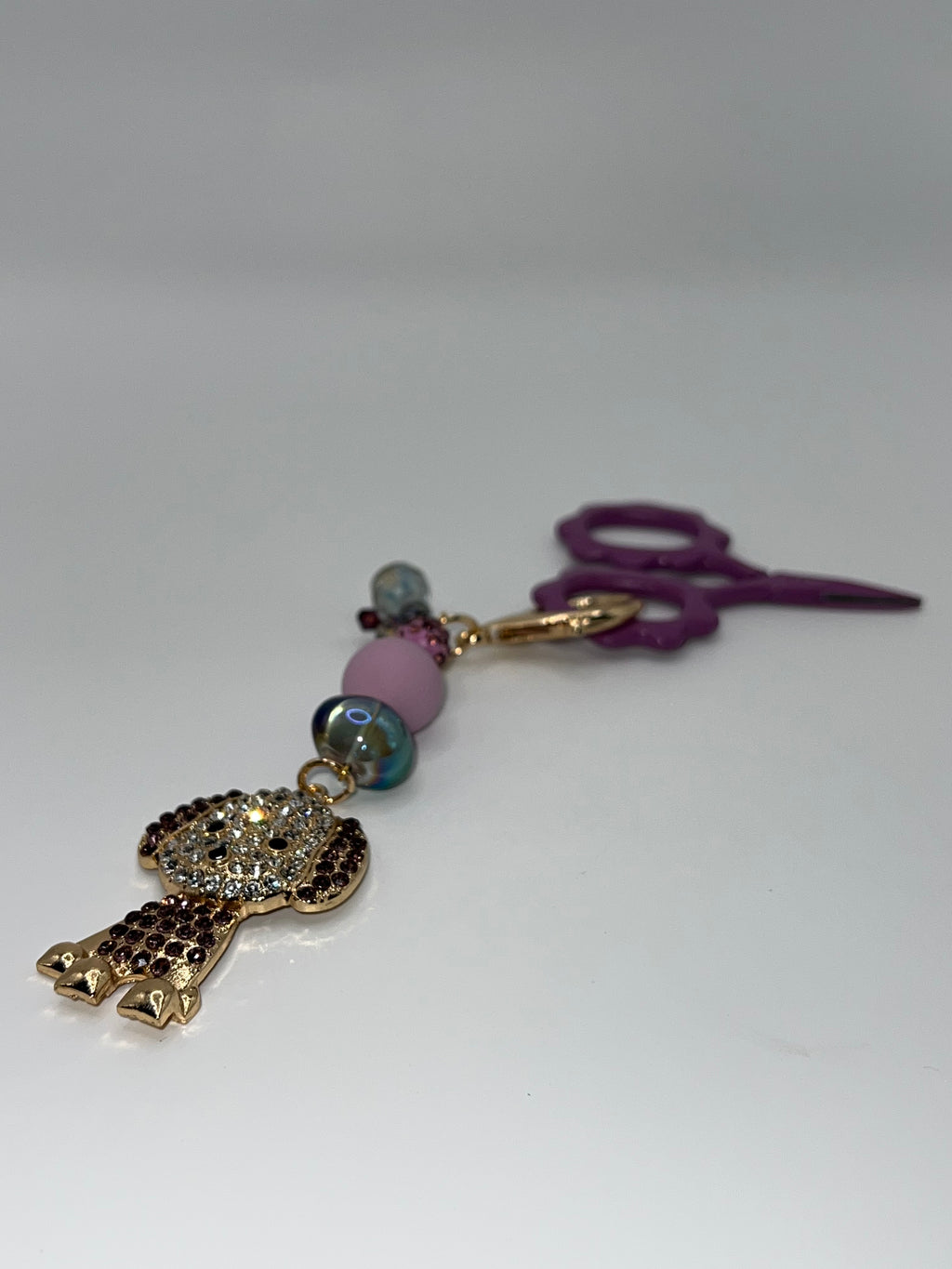 Purple Rhinestone Puppy - Scissor Charm/Zipper Bag Pull