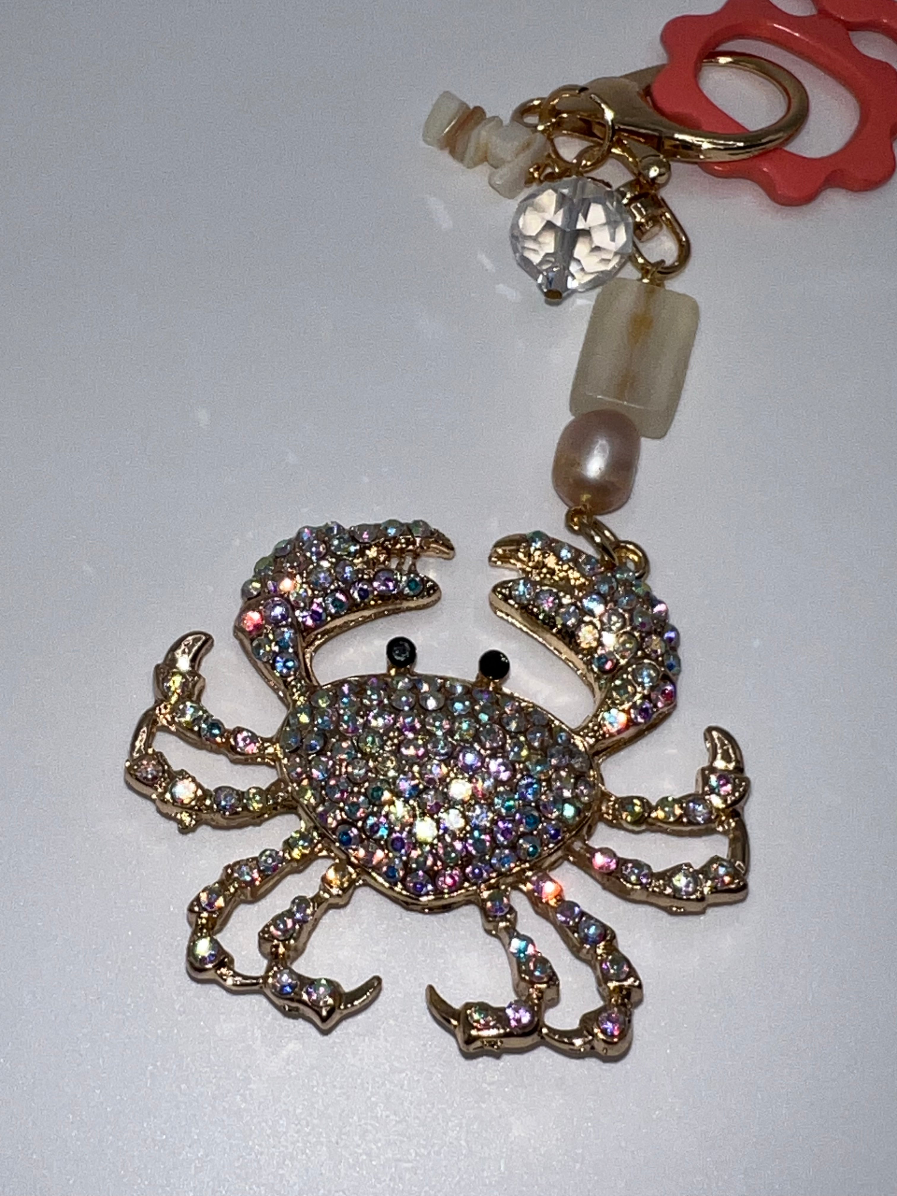 Crystal AB Rhinestone Crab- Scissor Charm/Zipper Bag Pull